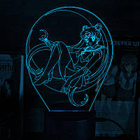 Акриловый 3D светильник-ночник Сейлор Мун синий