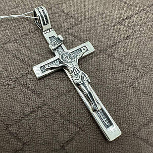Прямий срібний хрест з чорнінням 925 проба