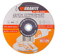 Диск абразивный отрезной для металла и нержавеющей стали GRANITE PROFI +30 230х1.6х22.2 мм 8-06-230