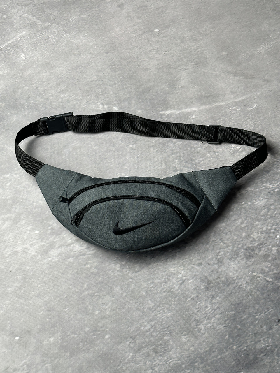 Сумка через плече чоловіча Nike темно-сіра бананка поясна з регулятором сумка на пояс найк