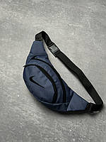 Сумка через плечо мужская Nike (Найк) синяя Бананка поясная Сумка на пояс тканевая