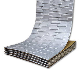 Самоклейна 3D панель кладка срібло 19600х700х5мм SW-00001365