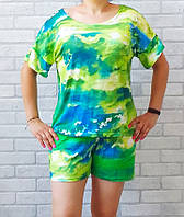 Яркая женская пижама опт футболка с коротким рукавом и шорты, домашний комплект для женщин р.44 48 52