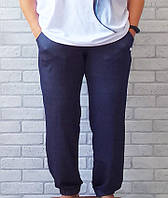 Мужские летние штаны джогеры оптом синие с вышивкой пума, спортивные брюки для мужчин на манжете р.48 52 56 60