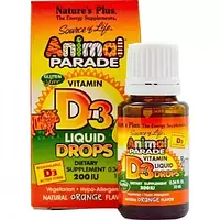 Витамин д3 капли для новорожденных 400 МЕ Natures Plus Animal Parade 10 мл, детский витамин д iherb