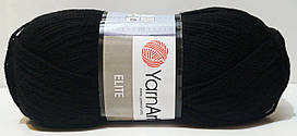 Нитки пряжа для в'язання акрилова ELITE YarnArt Еліт Ярнарт № 30 - чорний