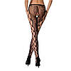 Еротичні колготки-бодистокінг Passion S008 black, ажурні колготки з вирізом і лампасами-сіткою, фото 2