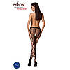 Еротичні колготки-бодистокінг Passion S008 black, ажурні колготки з вирізом і лампасами-сіткою, фото 4