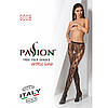 Еротичні колготки-бодистокінг Passion S008 black, ажурні колготки з вирізом і лампасами-сіткою, фото 7