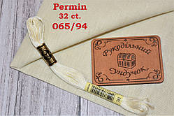 Тканина рівномірного переплетіння Permin 32ct 065/94 White Chocolate, 100% льон (Данія)