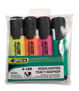 Набір текстових маркерів 4Office 1-4.5 мм 4 шт. (01100310)