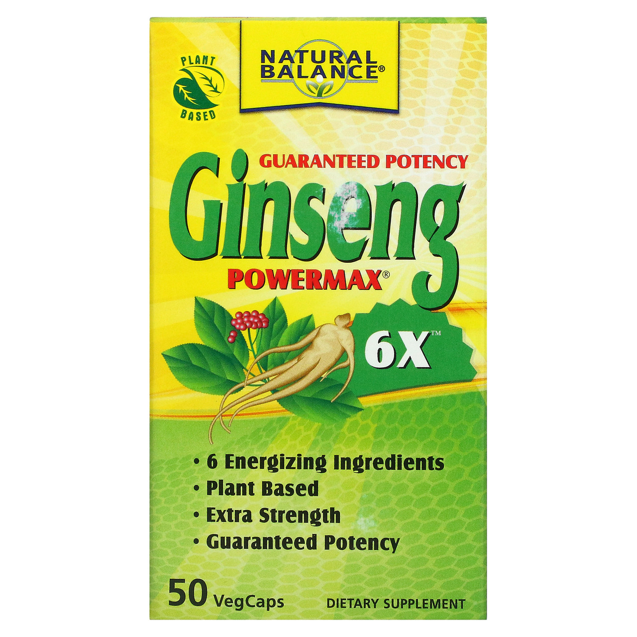Natural Balance, Ginseng Powermax 6X, 50 вегетаріанських капсул NTB-33150, Київ