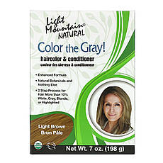 Light Mountain, Color the Gray! Натуральна фарба для волосся, світлий коричневий 7 унції (198 м)