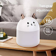 Детский увлажнитель воздуха Humidifier Rabbit Котик Белый, Увлажнитель воздуха для детской комнаты подсветка