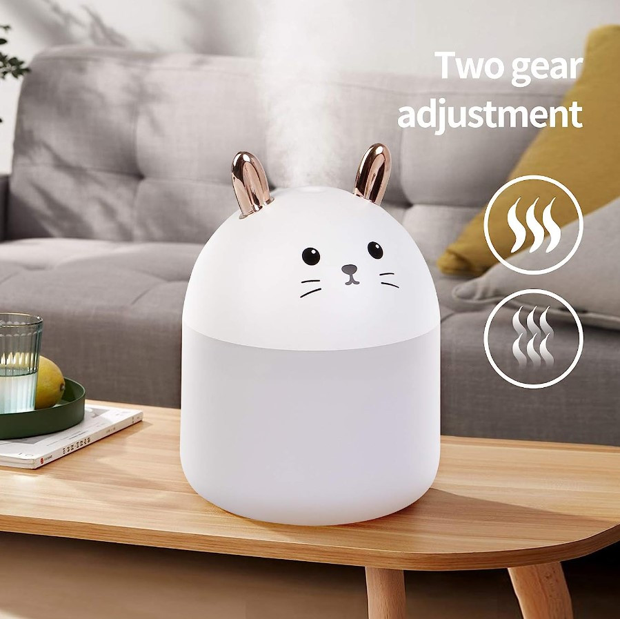 Дитячий зволожувач повітря Humidifier Rabbit Котик Білий, Зволожувач повітря для дитячої кімнати підсвічування нічник
