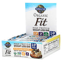 Garden of Life, Organic Fit, высокопротеиновый батончик для нормализации веса, шоколад с соленой карамелью,