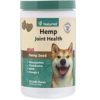 NaturVet, Hemp Joint Health, добавка для здоровья суставов с семенами конопли, 60 мягких жевательных таблеток,