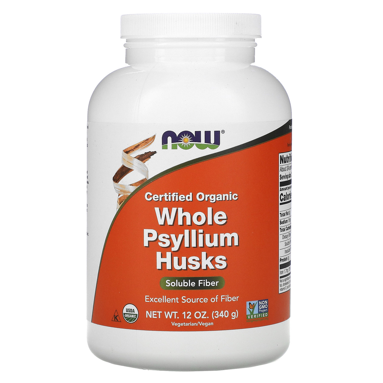 Now Foods, сертифікована органічна цілісна лушпиння насіння подорожника, 340 г (12 унцій), Київ