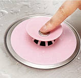 Заглушка пробка в раковину рожева, фото 3