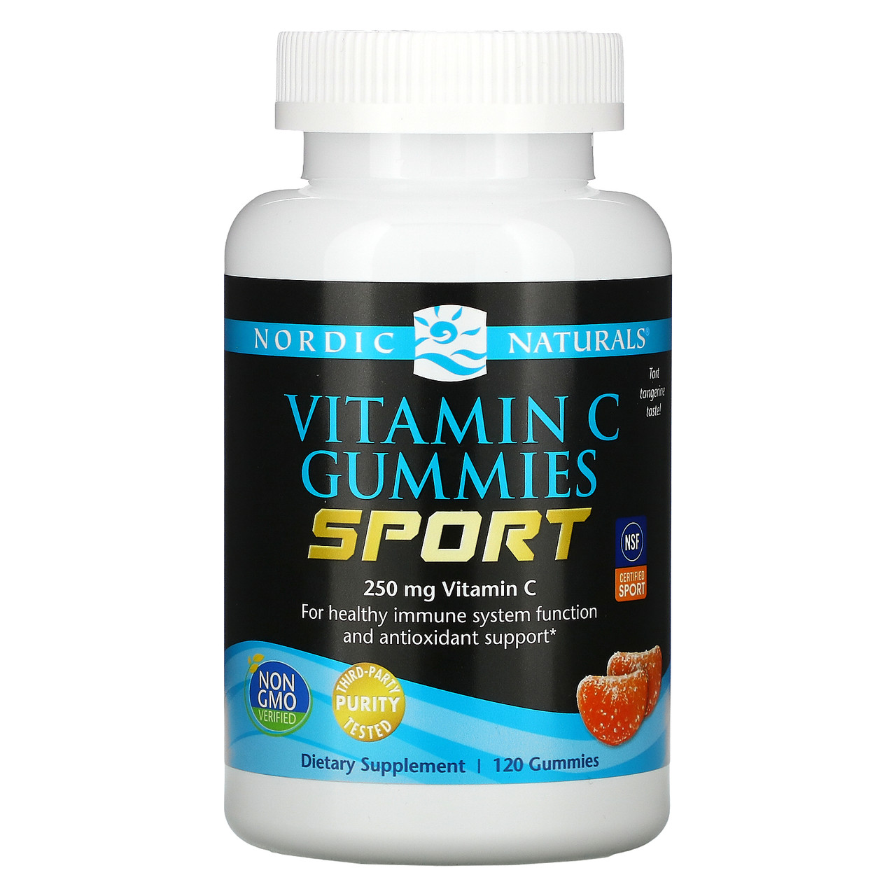 Nordic Naturals, Sport, жувальні таблетки з вітаміном C, зі смаком мандарина, 125 мг, 120 жувальних, Київ