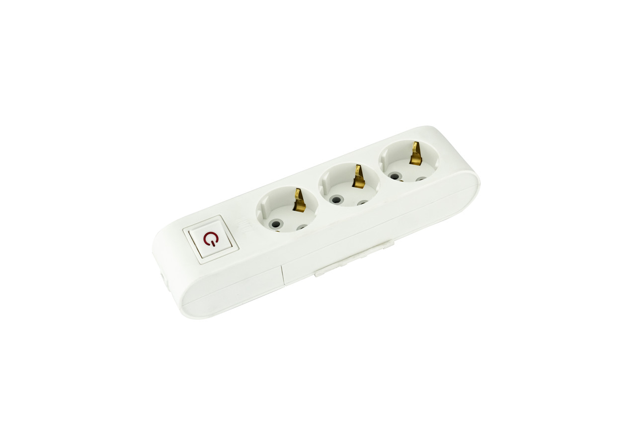 Колодка ДЕКО 3 гнізда з заземленням и вимикачем, фото 1