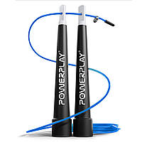 Спортивная скакалка скоростная для кроссфита с Металлическими Ручками PowerPlay 4202 Синяяalleg Качество