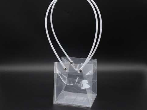 Подарункова коробка для квітів пластикова із ручками. 12х11х10см / Подарункова коробка для квітів пластикова із ручками., фото 1