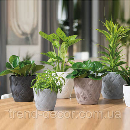 Горщик пластмасовий Flow Petit ECO з підставкою білий 17см., фото 3