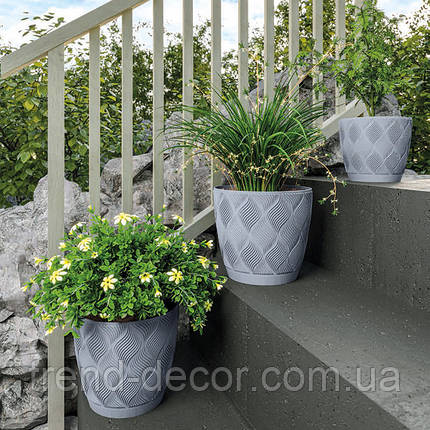 Горщик пластмасовий Flow Petit ECO з підставкою платиновий 27 см., фото 3