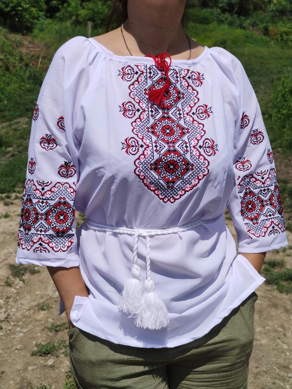 Вишиванка жіноча на шифоні "Магія візерунків" рукав 3/4, 42-52 р-ри, фото 1
