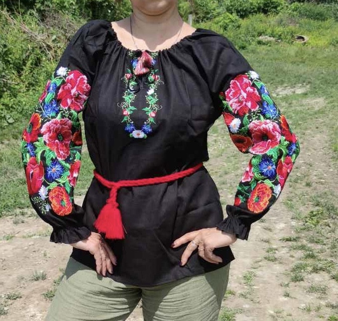 Вишиванка жіноча на домотканому полотні "Галина"  S-2XL р-ри, фото 1