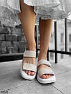 Жіночі шкіряні бежеві босоніжки з липучками на білій підошві  37 р-р, фото 5