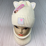 М 91028. Комплект зимовий для дівчинки шапката баф "CATS", різні кольори (1-5 років), фото 5