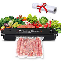 Вакууматор Vacuum Sealer + Подарок Вакуумные пакеты для пищи 5 м х 20 см / Бытовой вакуумный упаковщик еды