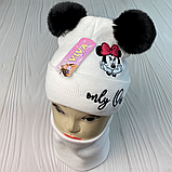 М 91033. Комплект зимовий для дівчинки шапка із зав'язками та баф "Мікі-only One", різні кольори (1-7 років), фото 7