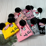 М 91033. Комплект зимовий для дівчинки шапка із зав'язками та баф "Мікі-only One", різні кольори (1-7 років), фото 9