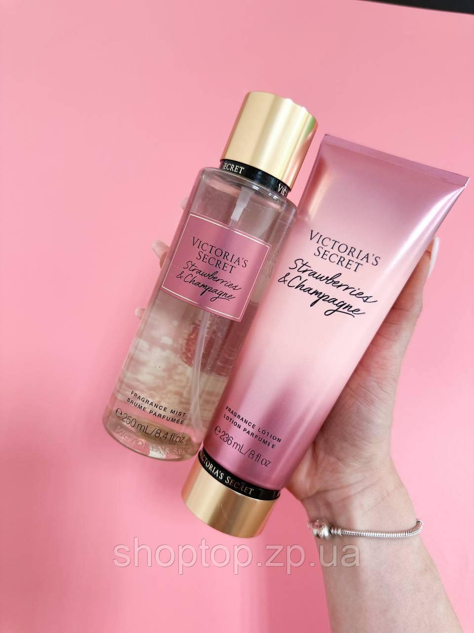 Подарунковий набір Victoria's Secret Strawberries & Champagne Лосьйон 236 мл + Міст 250 мл