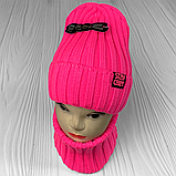 М 91034 Комплект для дівчинки-підлітка шапка будиночок "STAY CALM" і снуд, 2-15 років, різні кольори, фото 8