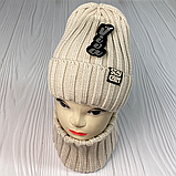 М 91034 Комплект для дівчинки-підлітка шапка будиночок "STAY CALM" і снуд, 2-15 років, різні кольори, фото 5