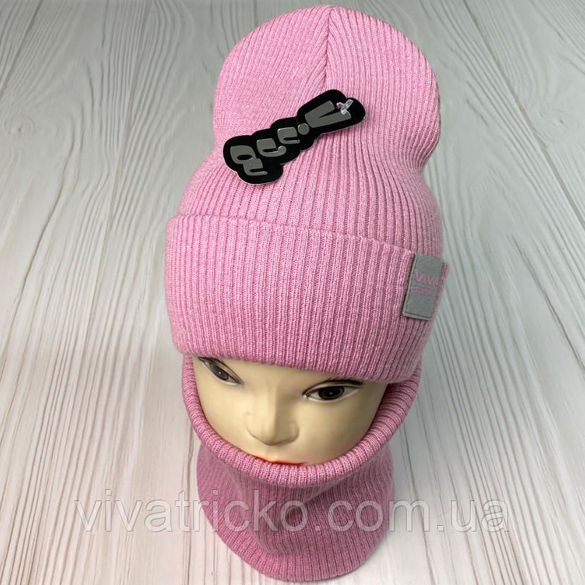 М 91035. Комплект зимовий для дівчинки-підлітка шапка "VIVA CALIFORNIA" і снуд, різні кольори (2-20 років), фото 1