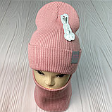 М 91035. Комплект зимовий для дівчинки-підлітка шапка "VIVA CALIFORNIA" і снуд, різні кольори (2-20 років), фото 4