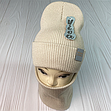 М 91035. Комплект зимовий для дівчинки-підлітка шапка "VIVA CALIFORNIA" і снуд, різні кольори (2-20 років), фото 8