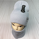 М 91035. Комплект зимовий для дівчинки-підлітка шапка "VIVA CALIFORNIA" і снуд, різні кольори (2-20 років), фото 9