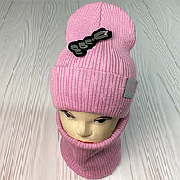 М 91035. Комплект зимовий для дівчинки-підлітка шапка "VIVA CALIFORNIA" і снуд, різні кольори (2-20 років)