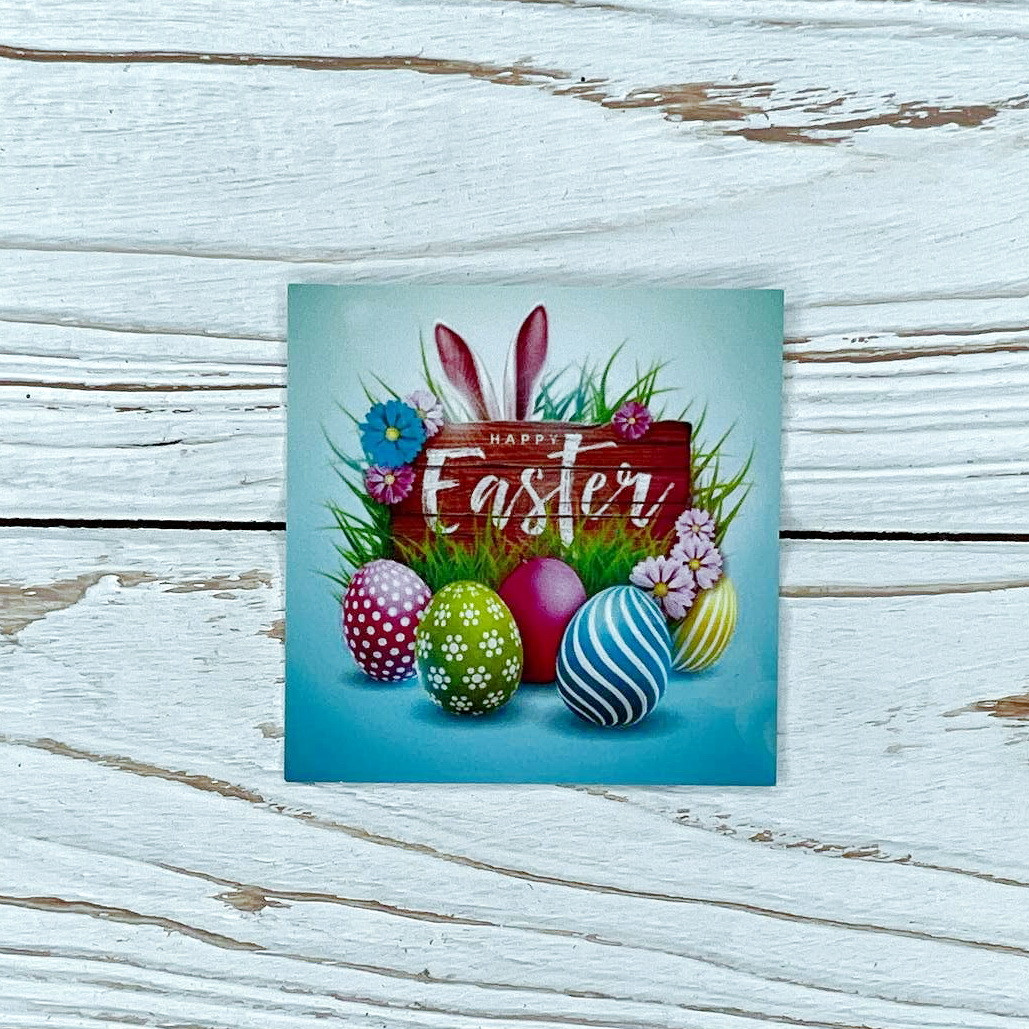 *100 шт.* / Бірка-листівка / 50х50мм / Друк 2-06 / Happy Easter / Великдень