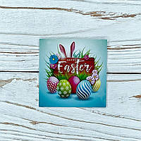 *100 шт.* / Бірка-листівка / 50х50мм / Друк 5-02 / Happy Easter / Великдень