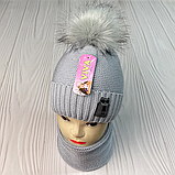 М 91039. Комплект зимовий для дівчинки шапка й баф "MEOW" , різні кольори (2-6 років), фото 6