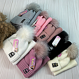 М 91039. Комплект зимовий для дівчинки шапка й баф "MEOW" , різні кольори (2-6 років), фото 9