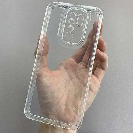 Чохол для Xiaomi Redmi 9 силіконовий чохол з блискучою рамкою на телефон сяомі редмі 9 прозорий l6t, фото 1