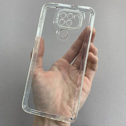 Чохол для Xiaomi Redmi Note 9 силіконовий чохол з блискучою рамкою на телефон сяомі редмі нот 9 прозорий l6t, фото 1